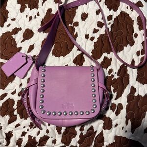 Coach Lavender Crossbody Bag with Silver Studs